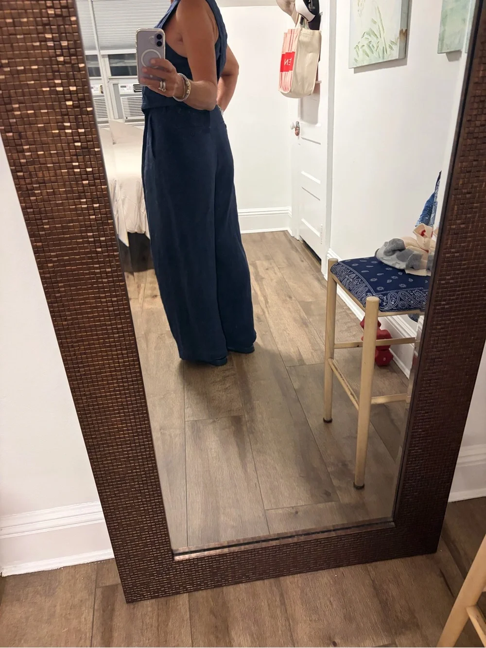 Zara Navy Sleeveless Linen Wide-Leg pant and vest